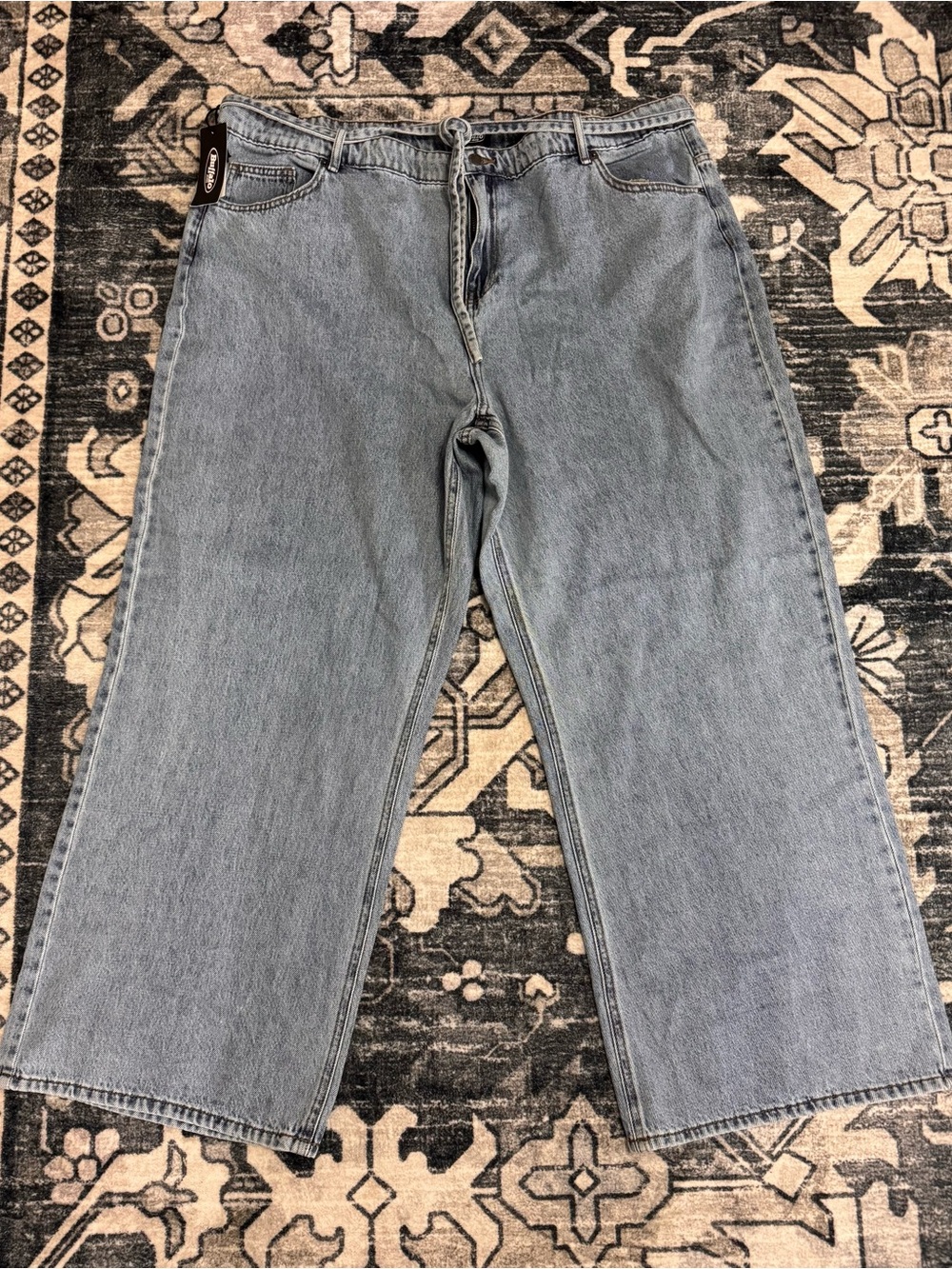 Buffalo David Bitton Light Blue Wide-Leg Jeans Tie Belt Sz 20 30” inseam
